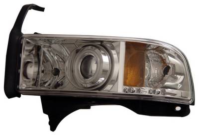 Dodge Ram Anzo Projector Headlights - with Halo - Chrome & Clear with Amber Reflectors - 111056