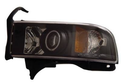 Dodge Ram Anzo Projector Headlights - with Halo - Black & Clear with Amber Reflectors - 111065