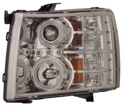 Chevrolet Silverado Anzo Projector Headlights - with Halo - Chrome & Clear with Amber Reflectors - 111086