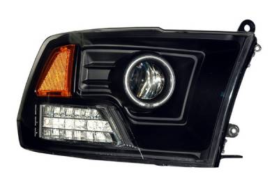 Dodge Ram Anzo Projector Headlights - Halo Black & Clear & Amber - CCFL - 111159