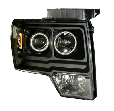 Ford F150 Anzo Projector Headlights - Halo Black & Clear & Amber - CCFL - 111161