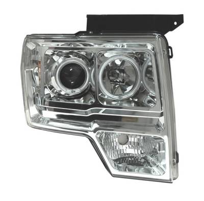 Ford F150 Anzo Projector Headlights - Halo Chrome & Clear Amber - CCFL - 111162