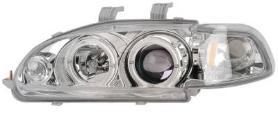 Honda Civic HB Anzo Projector Headlights - with Halo Chrome - 1PC - 121065