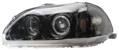 Honda Civic Anzo Projector Headlights - with Halo Black - 121068