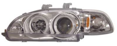 Honda Civic HB Anzo Projector Headlights - Chrome Clear with Halo - CCFL - 1PC - 121150