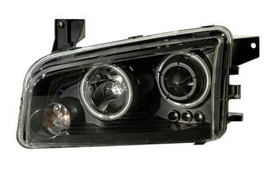Dodge Charger Anzo Projector Headlights - Black & Clear with Halos - 121218