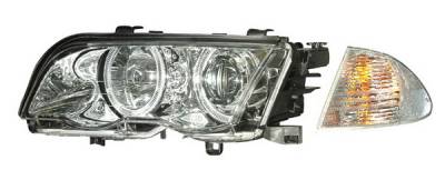 BMW 3 Series 4DR Anzo Projector Headlights - Halo Chrome & Clear Amber- CCFL - 121260