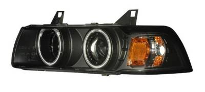 BMW 3 Series 4DR Anzo Projector Headlights - G2 Halo Black & Clear with Amber - 1PC - 121267