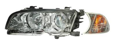 BMW 3 Series 2DR Anzo Projector Headlights - with Halo Chrome & Clear with Amber - 121268