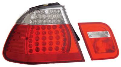 BMW 3 Series 4DR Anzo LED Taillights - Red & Clear - 321096