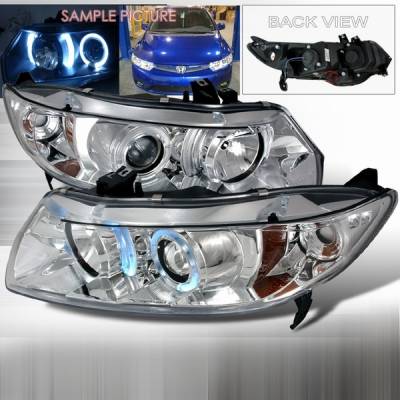 Honda Civic 2DR Custom Disco Chrome Projector Headlights with Amber Reflector - 2LHP-CV062-YD