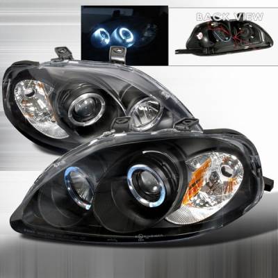 Honda Civic Custom Disco Black Projector Headlights - 2LHP-CV99JM-YD