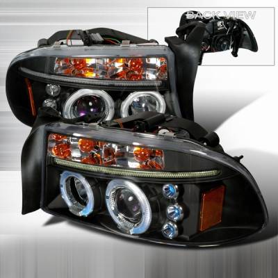 Dodge Dakota Custom Disco Black LED Projector Headlights - 2LHP-DAK97JMB-TM