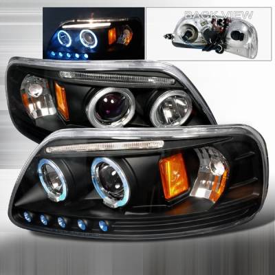 Ford F150 Custom Disco LED Halo Projector Headlight with Black Trim - 2LHP-F15097JMB-TM