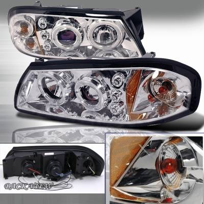 Chevrolet Impala Custom Disco Chrome & Blue LED Halo Projector Headlights with Amber Reflector - 2LHP-IPA00B-TM