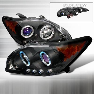 Scion tC Custom Disco Black & Blue Dual Halo LED Projector Headlights with Amber Reflector - 2LHP-TC05JMB-YD