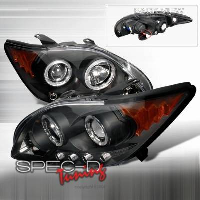 Scion tC Custom Disco Black Dual Halo LED Projector Headlights with Amber Reflector - 2LHP-TC05JM-YD