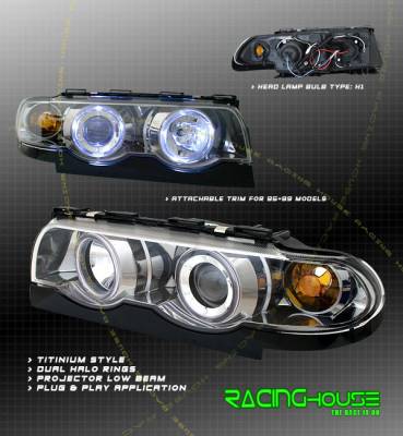 Titanium Halo Projector Headlights  - Blue Halo - Amber