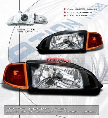 Euro Clear Diamond Cut Headlights Amber