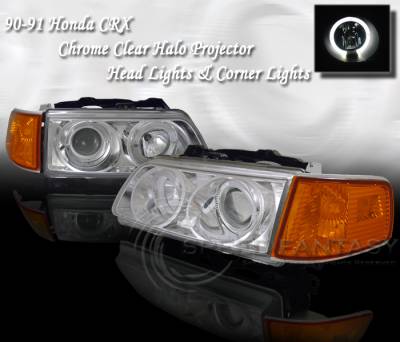 Chrome Clear Halo Headlights Amber