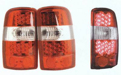 LED Tail Lights - Red Housing, Clear Lens - 404903TLR