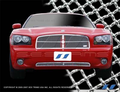 Dodge Charger SES Trim Chrome Plated Stainless Steel Mesh Grille - Diamond Design - MG135D