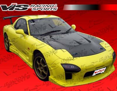 Mazda RX-7 VIS Racing JS Black Carbon Fiber Hood - 93MZRX72DJS-010C