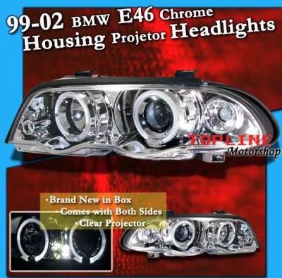 HALO PROJECTOR HEADLIGHTS - Chrome - White Halo