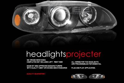 Black Dual Halo Angel Eyes Pro Headlights