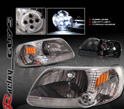 Titanium Housing LED Crystal Headlights