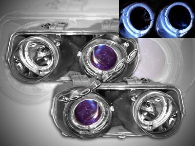 Black Blue Halo Headlights