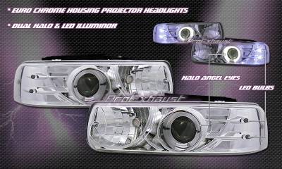 Euro Chrome Dual Halo LED Headlights