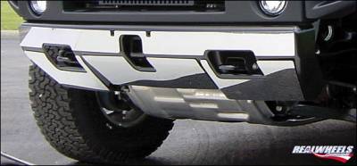 Hummer H2 RealWheels Front Lower Bumper Overlay Kit - Polished Stainless Steel - 4PC - RW104-1-A0102