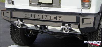 Hummer H2 RealWheels Rear Upper & Lower Bumper Overlay Kit - Polished Stainless Steel - 15PC - RW108-1-A0102