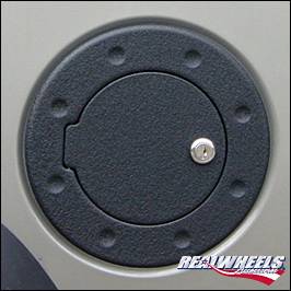 Hummer H2 RealWheels Smooth Non-Locking Fuel Door - Black Powder Coat Billet Aluminum - 1PC - RW202-1BP-NA0102