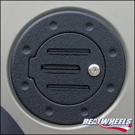 Hummer H3 RealWheels Grooved Locking Fuel Door - Black Powder Coat - 1PC - RW202-2BP-H3T