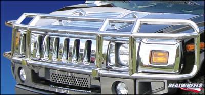 Hummer H2 RealWheels Brush Guard - Double Tier Wrap Around - Polished Stainless Steel - 1PC - RW302-1-A0102