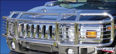 Hummer H3 RealWheels Brush Guard - Double-Tier with Inserts - Stainless Steel - 1PC - RW302-2-A0103