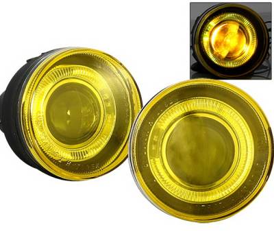 Dodge Dakota 4 Car Option Halo Projector Fog Light Kit - Yellow - LHFP-DD01YL-WJ