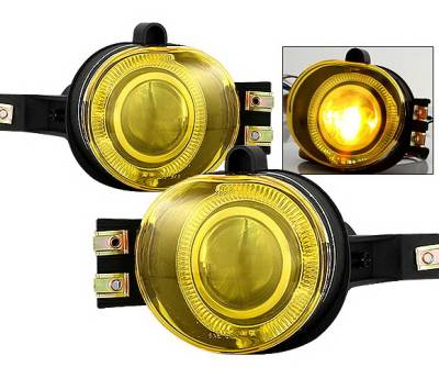 Dodge Ram 4 Car Option Halo Projector Fog Light Kit - Yellow - LHFP-DR02YL-WJ