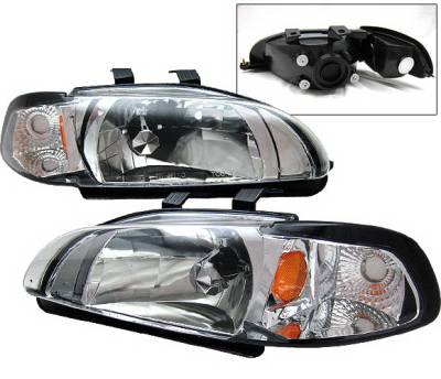 Honda Civic HB 4 Car Option Headlights - Chrome - 1PC - LH-HC923C-1-A