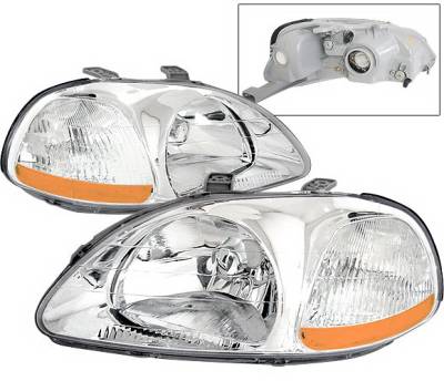 Honda Civic 4 Car Option JDM Headlights - Chrome - LH-HC96C-KS-A