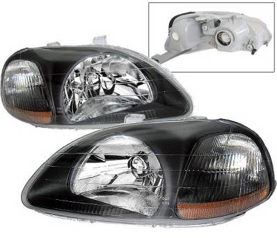 Honda Civic 4 Car Option JDM Headlights - Black - LH-HC96JDM