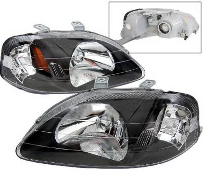 Honda Civic 4 Car Option JDM Headlights - Black - LH-HC99B