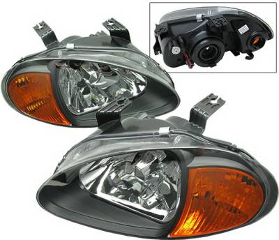 Honda Del Sol 4 Car Option Headlights - Black - 1PC - LH-HD93B-6