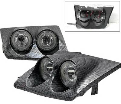 Nissan 240SX 4 Car Option Dual Halo Headlights - Carbon Fiber Style - LH-N240SX89CF