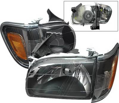 Toyota Tacoma 4 Car Option Headlights - Black with Amber Reflector - LH-TTA01BC-KS