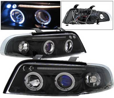 Audi A4 4 Car Option LED Halo Projector Headlights - Black - 1PC - LP-AA496BB-5