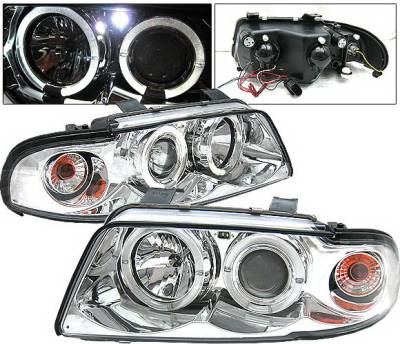 Audi A4 4 Car Option LED Halo Projector Headlights - Chrome - 1PC - LP-AA499CB-YD