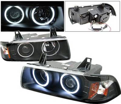 BMW 3 Series 4 Car Option Dual Halo Projector Headlights - Black CCFL - 1PC - LP-BE362BF-KS